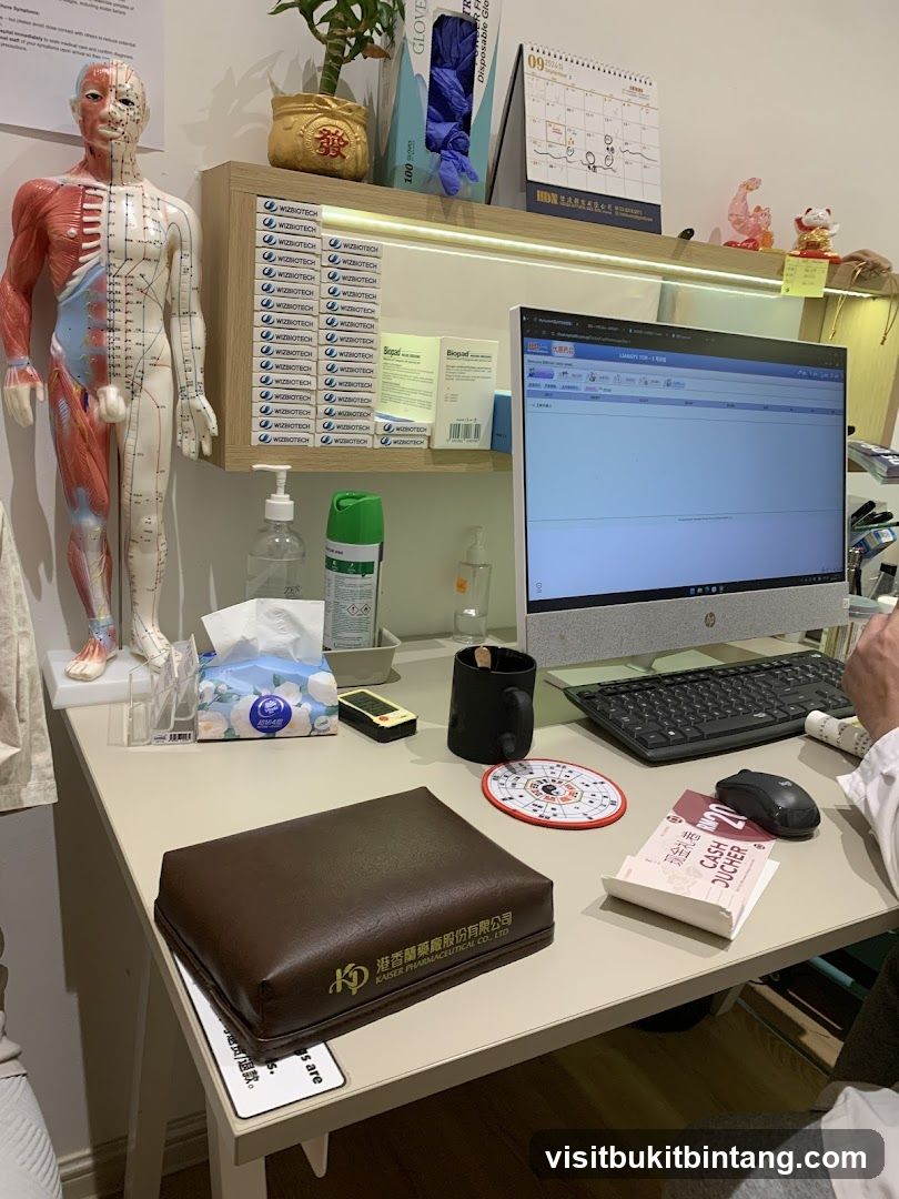 Desk with Medical Model and Computer
