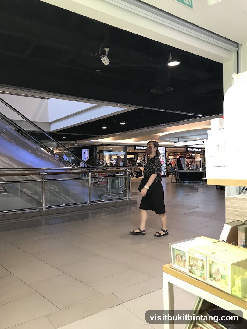 Mall Interior with Escalator and Shops