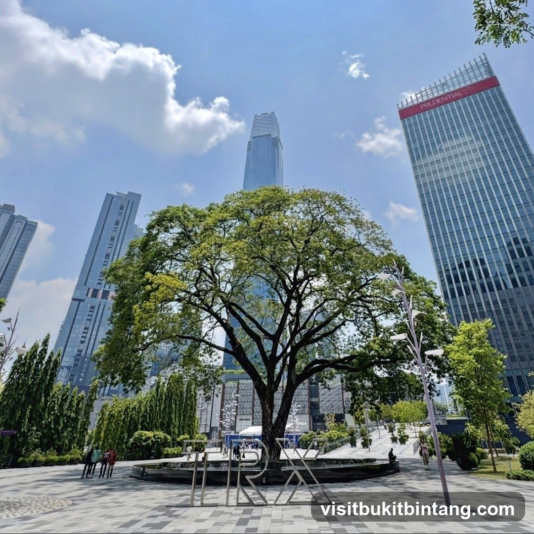 Cityscape with Large Tree and Skyscrapers