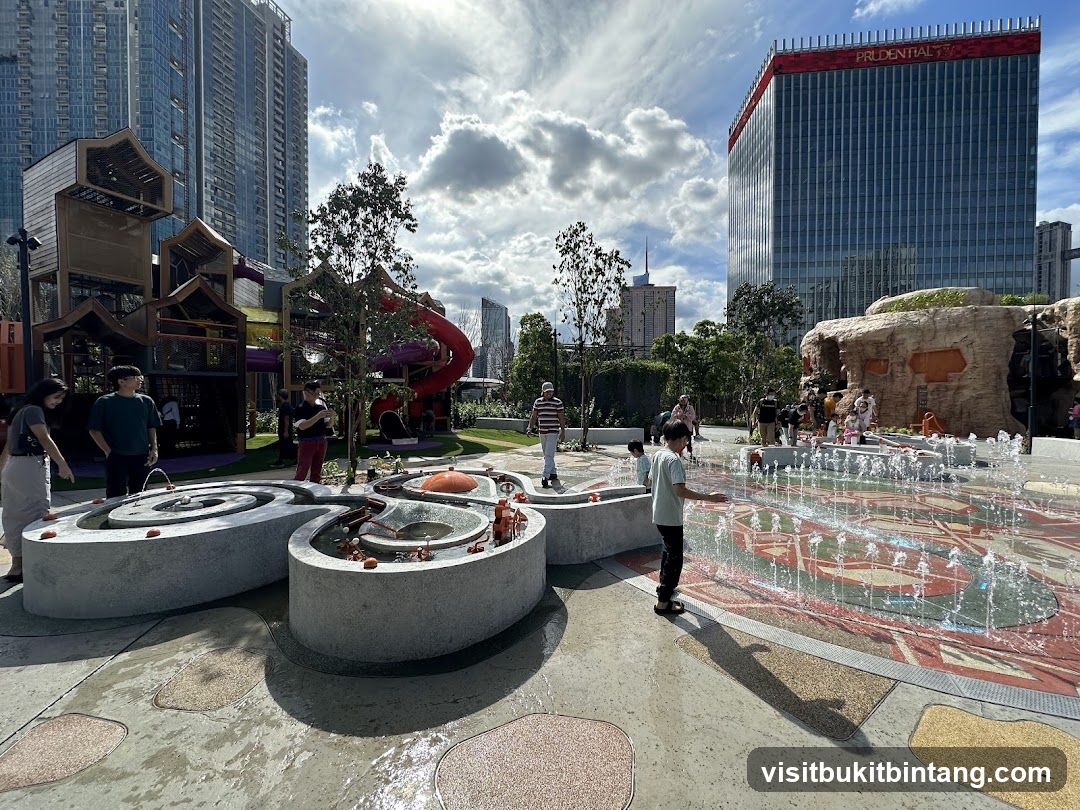 Children's Play Area with Water Features and Playground