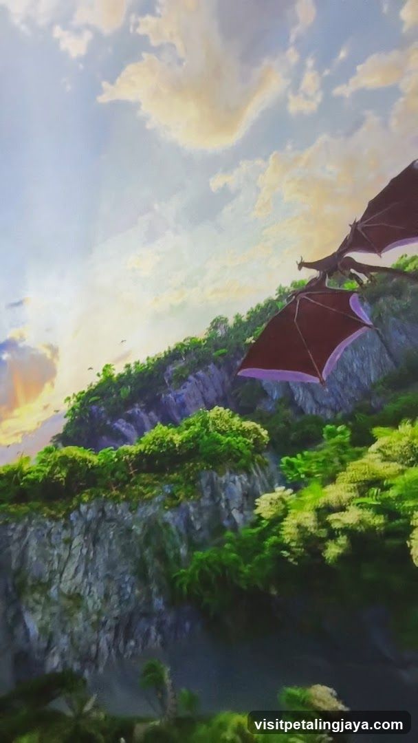 Dragon Flying Over Lush Mountains