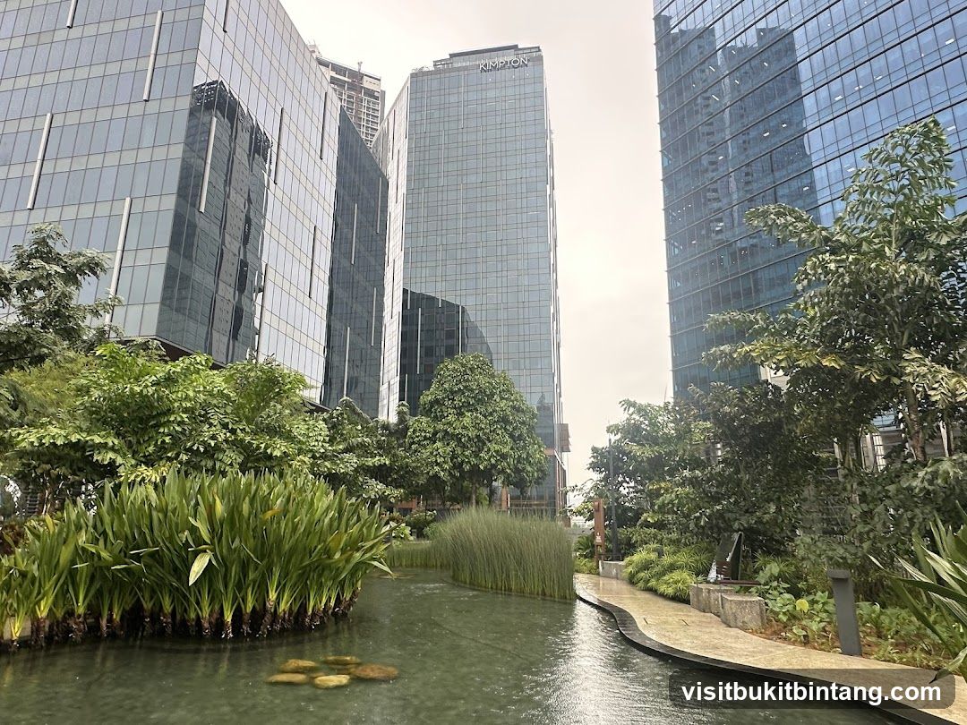 Modern Buildings and Water Feature