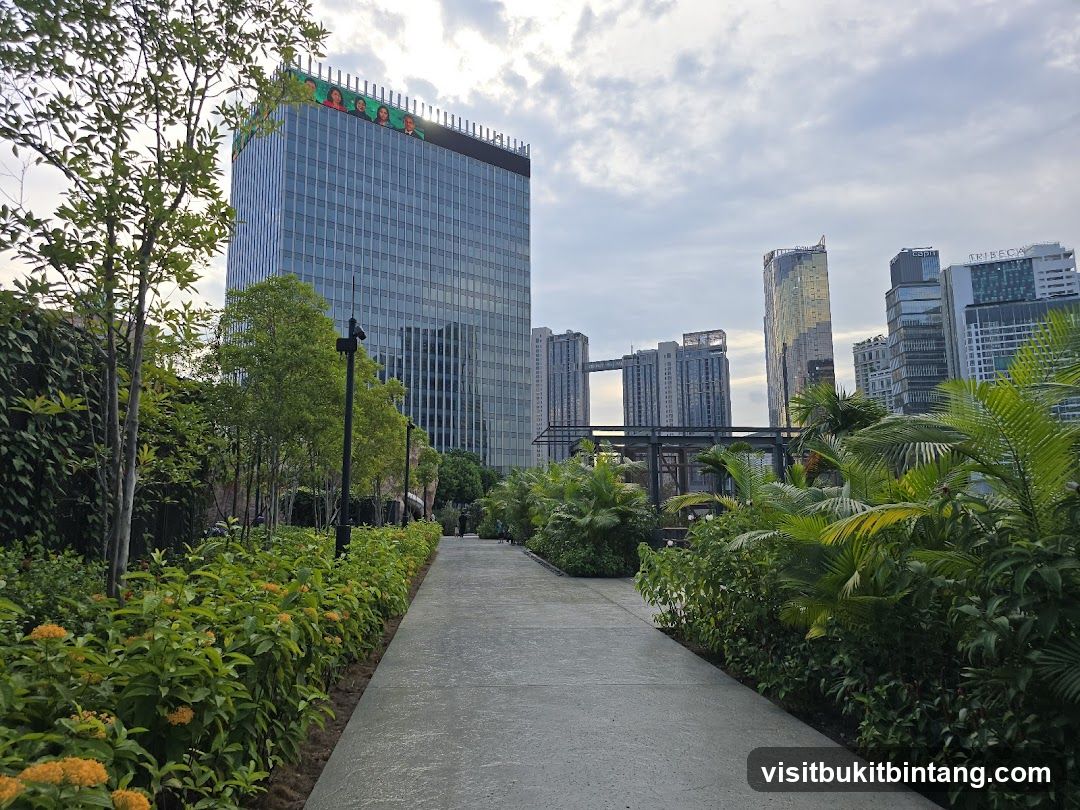 Urban park with skyscrapers in the background