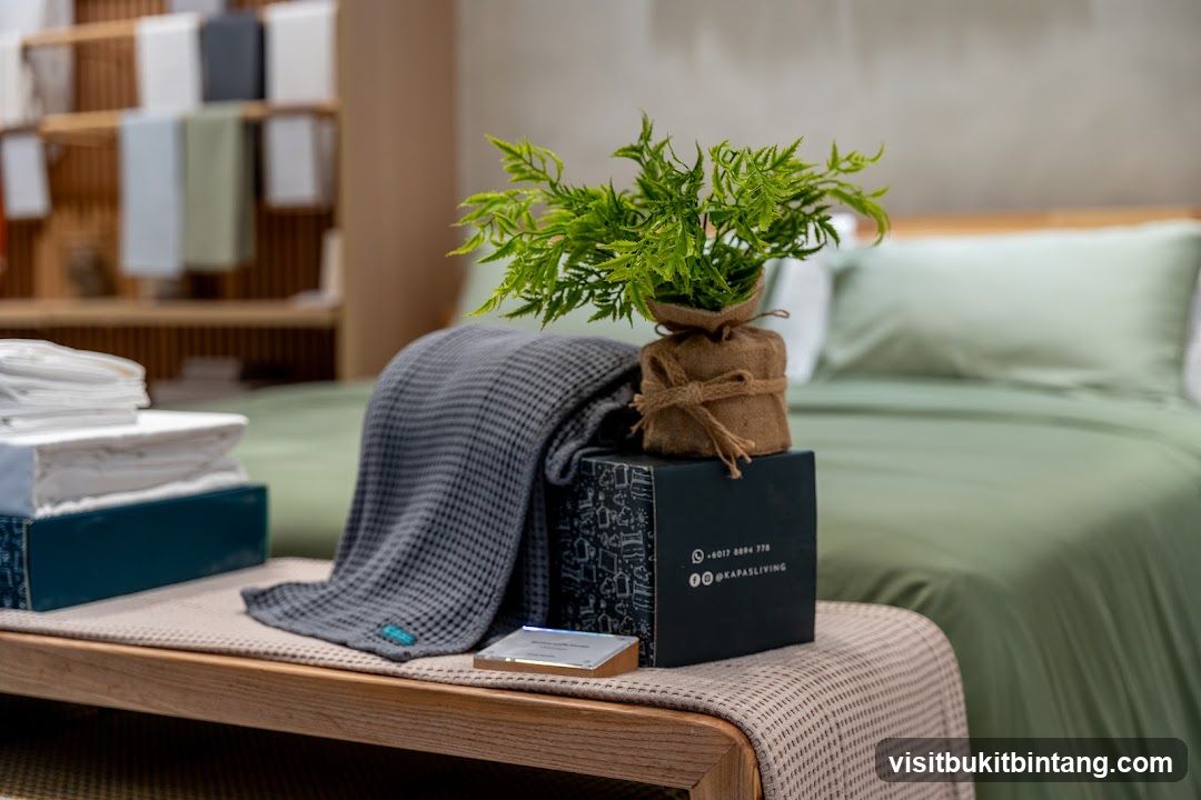Bedroom Display with Blanket and Plant