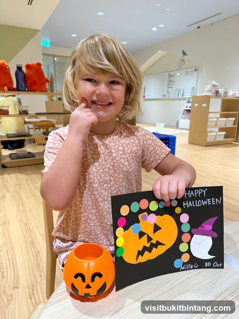 Child with Halloween Craft