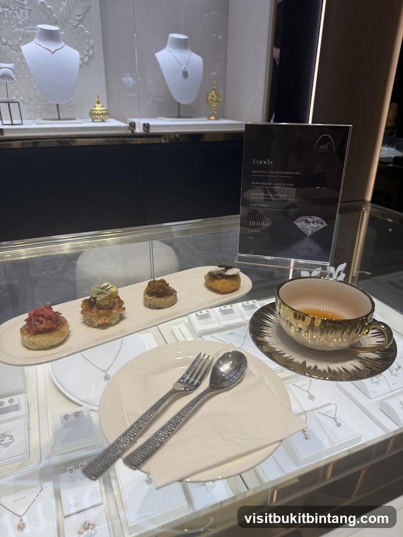 Jewelry Display with Food and Drinks