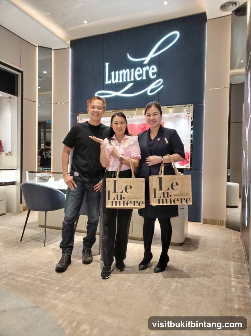 People posing with shopping bags in a store