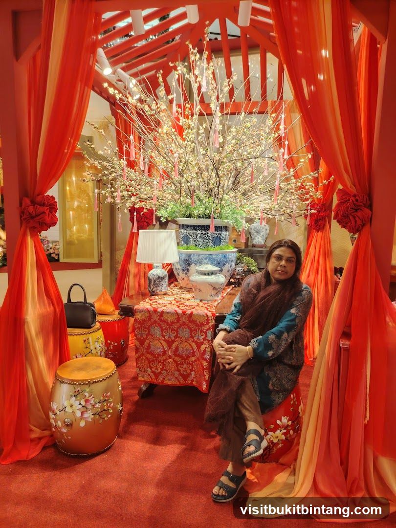 Woman Posing in a Festive Display
