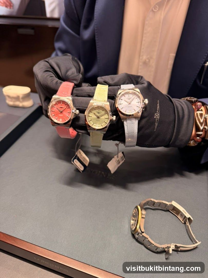 Three watches displayed