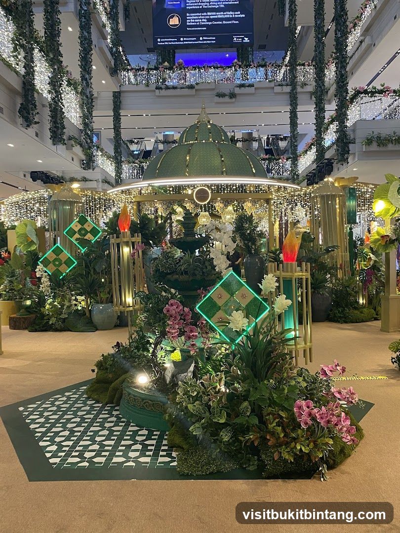 Decorative Display with Green Dome and Plants