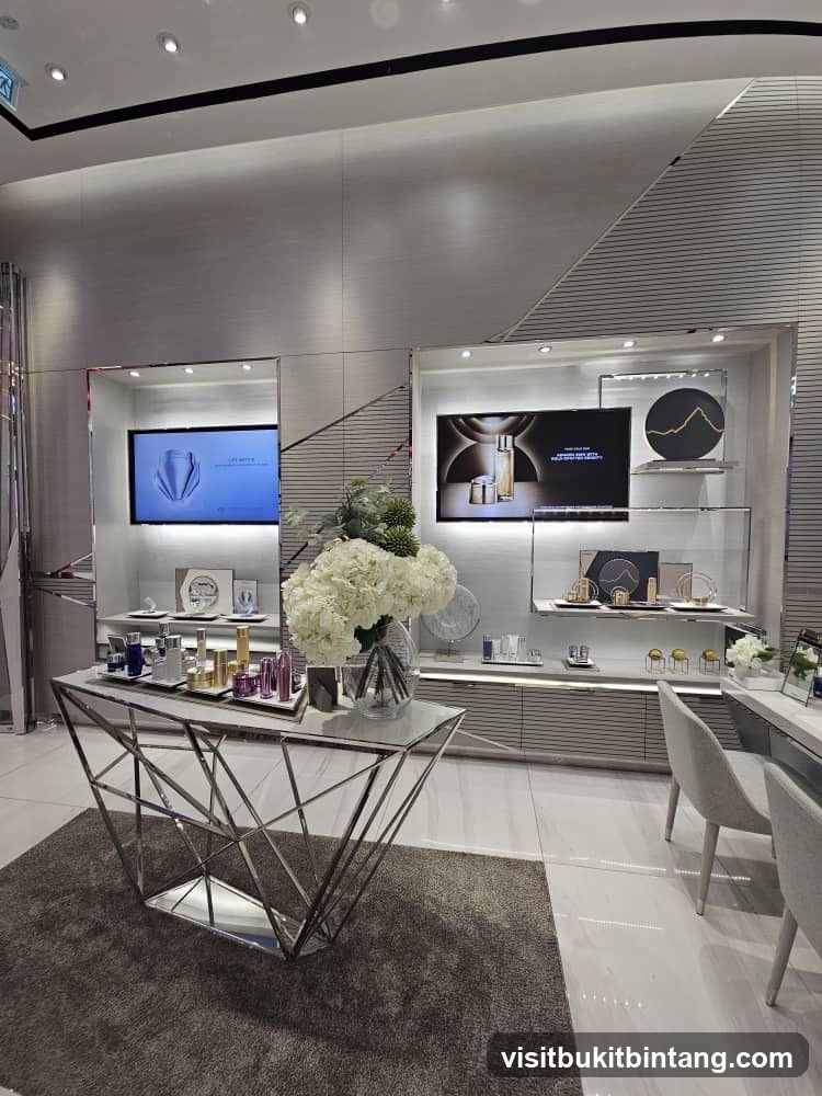 Cosmetics display in a modern store