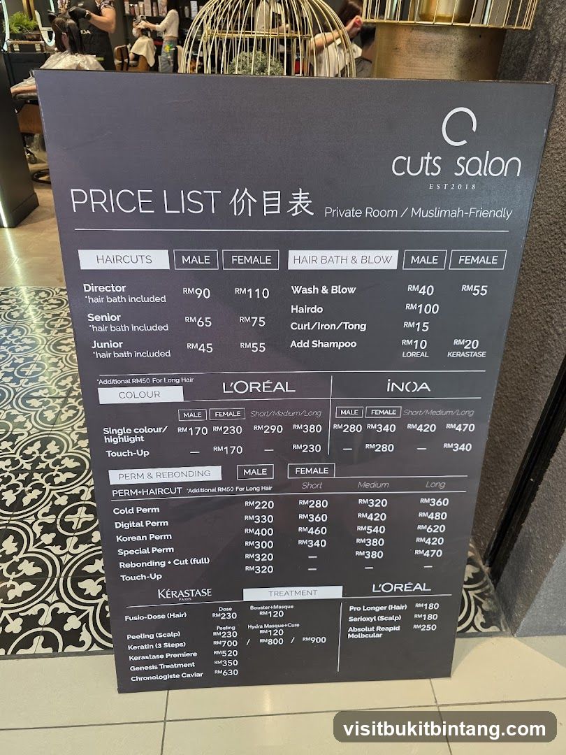 Cuts Salon Price List