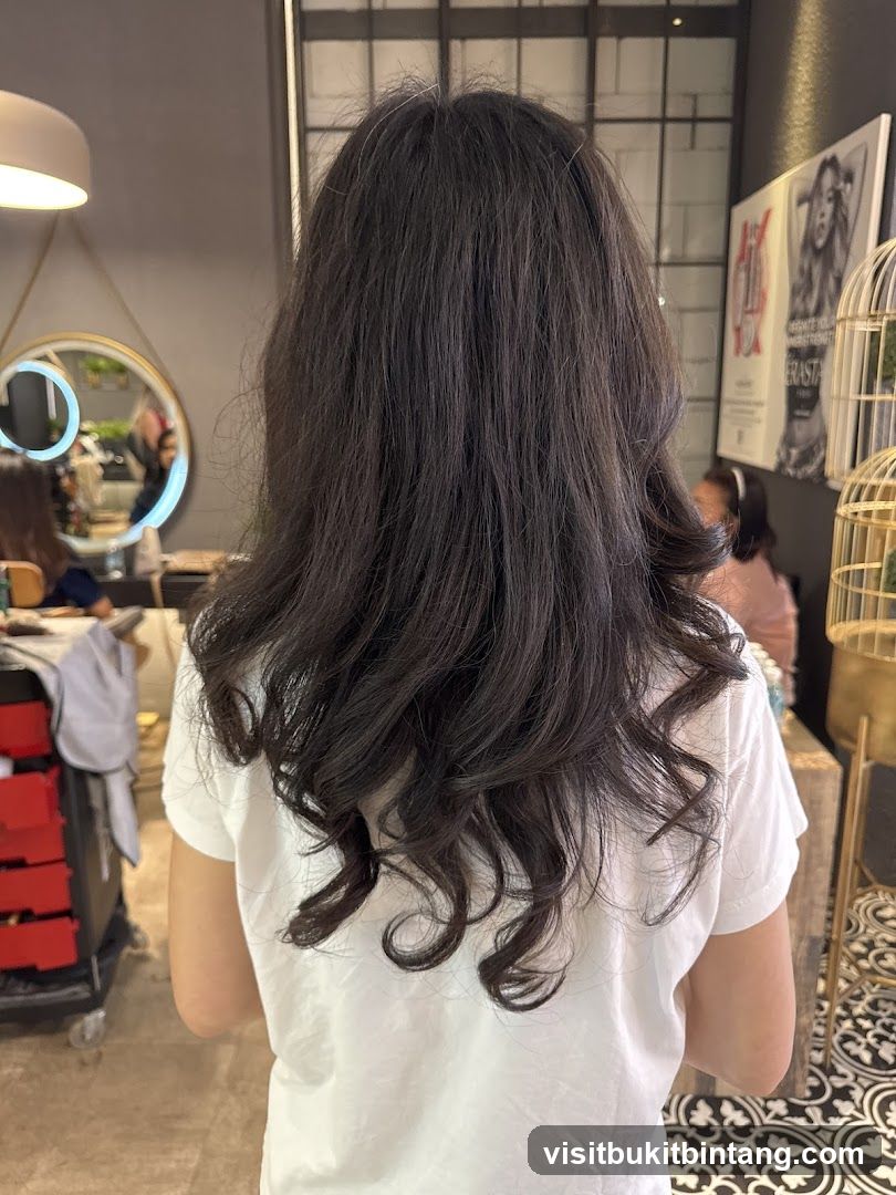 Woman with styled dark hair