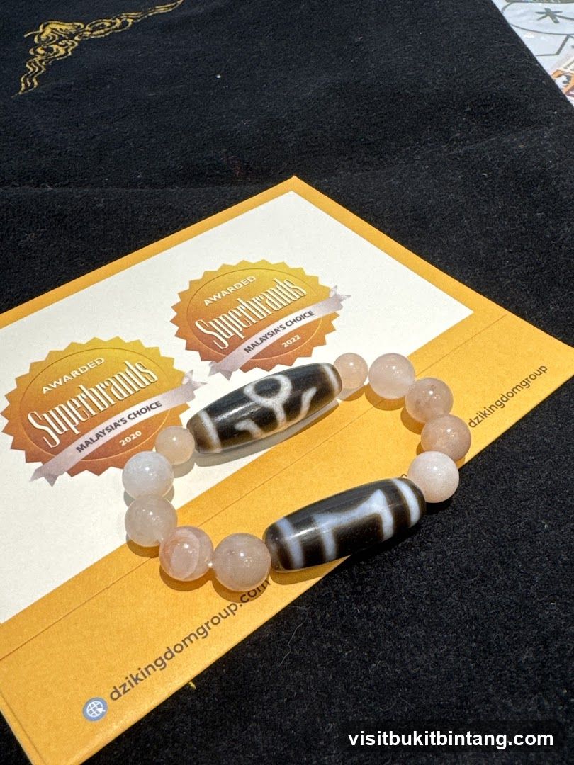 Bracelet with Dzi Beads and Rose Quartz