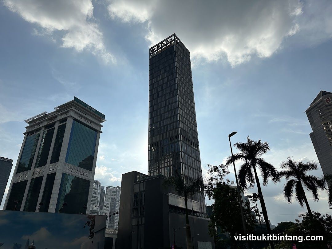 Cityscape with Tall Buildings and Palm Trees