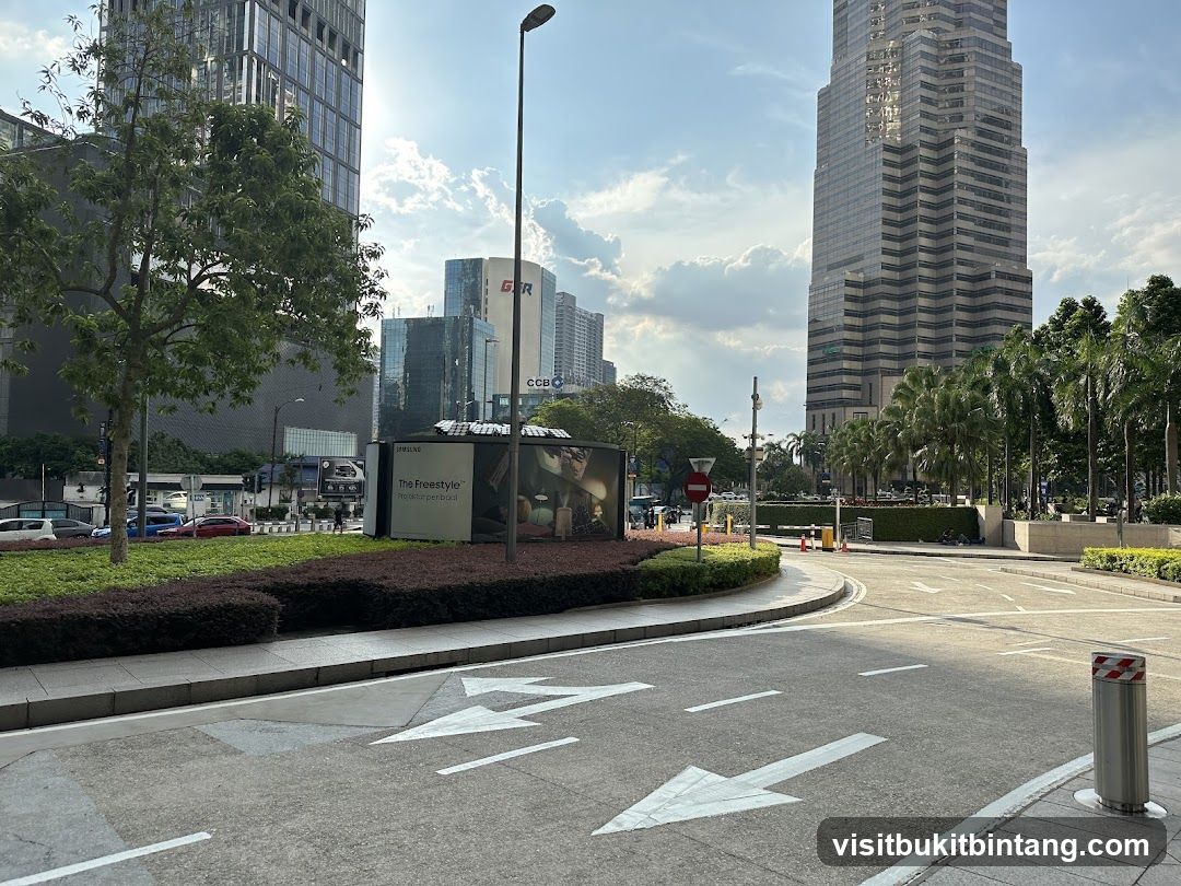 Urban street with modern buildings and advertising display
