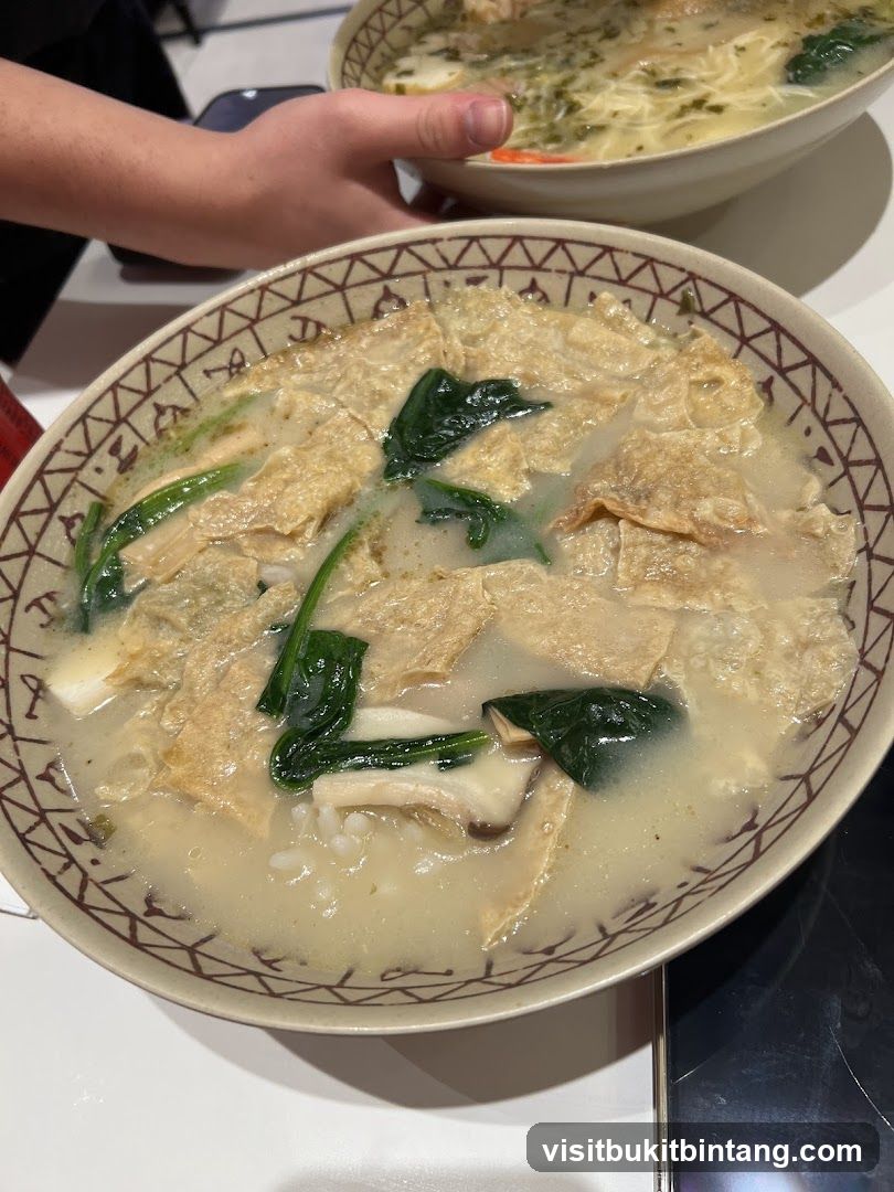 Soup with Tofu Skin and Spinach