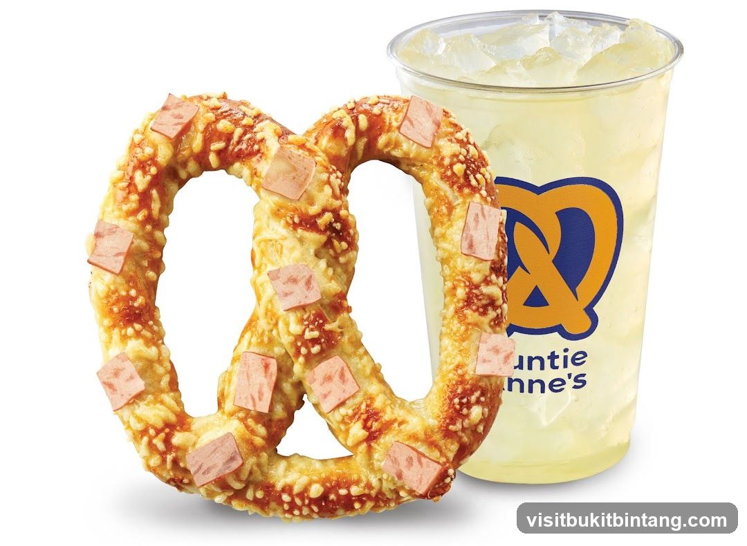 Pretzel with Ham and Cheese and Lemonade