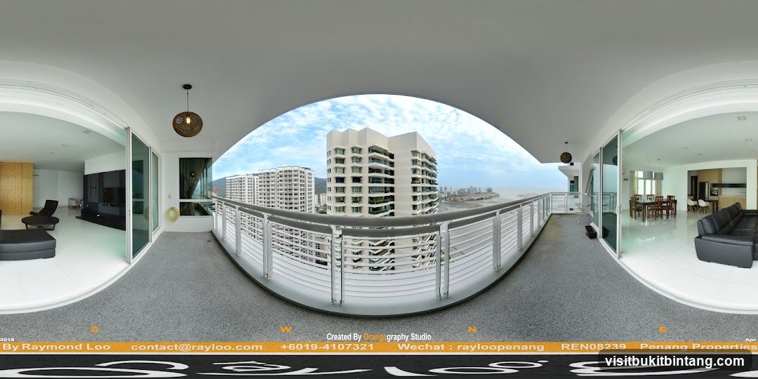 Modern Apartment Balcony with City and Sea View