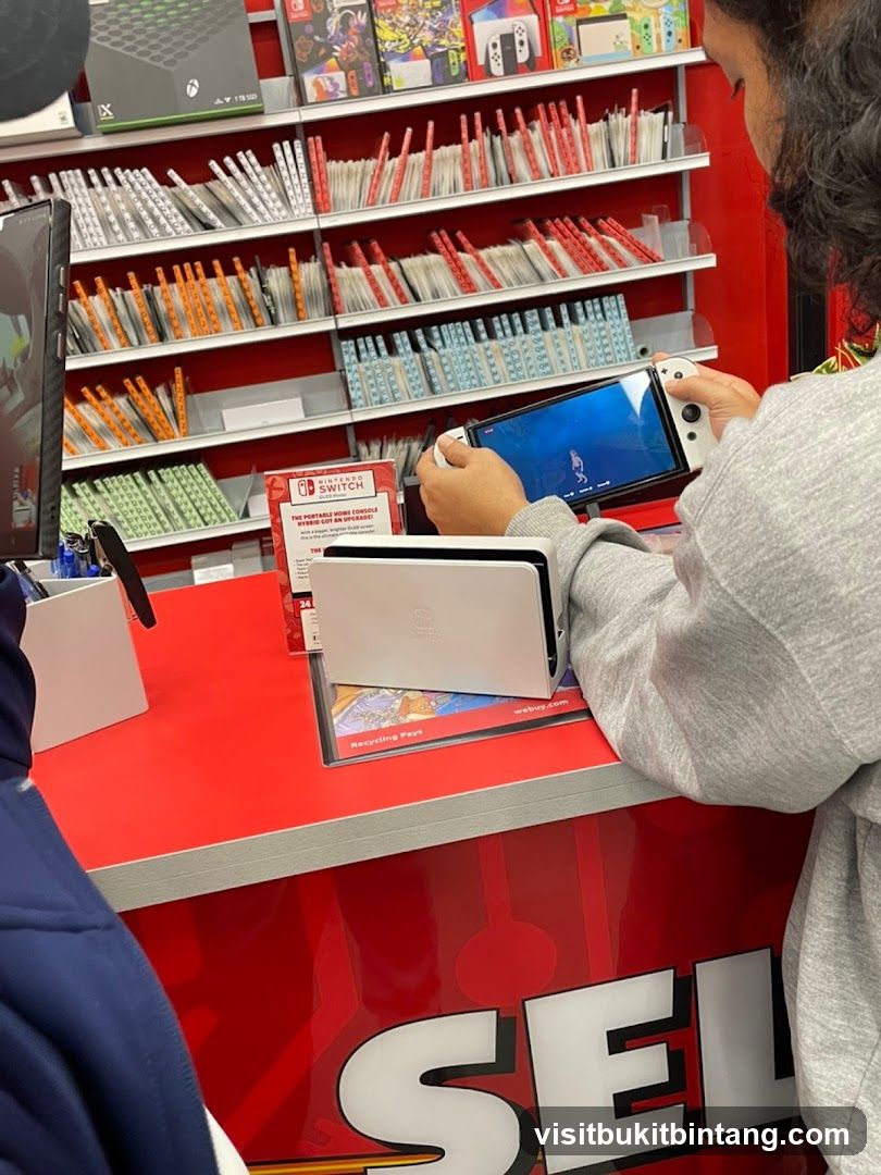 Customer holding a Nintendo Switch