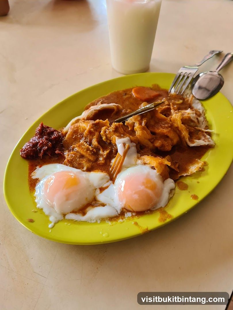 Roti Canai with Eggs and Curry
