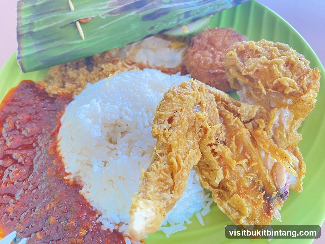 Nasi Lemak with Fried Chicken