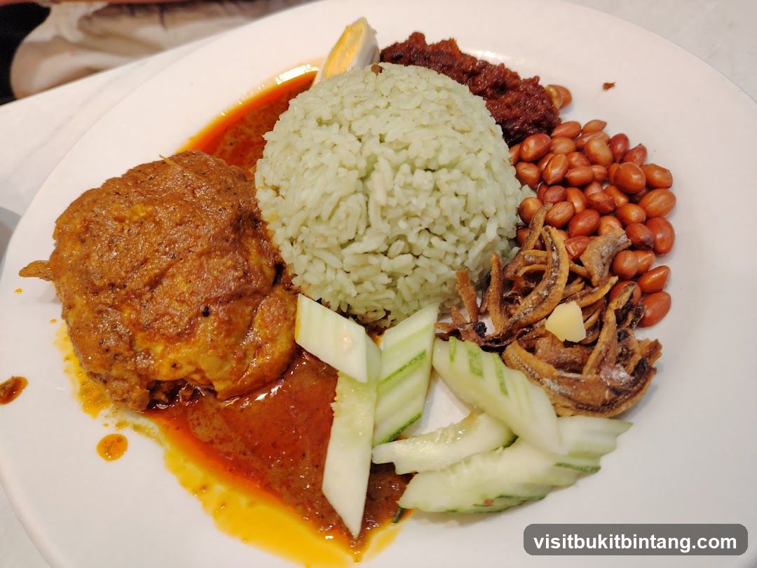 Nasi Lemak with Chicken Rendang