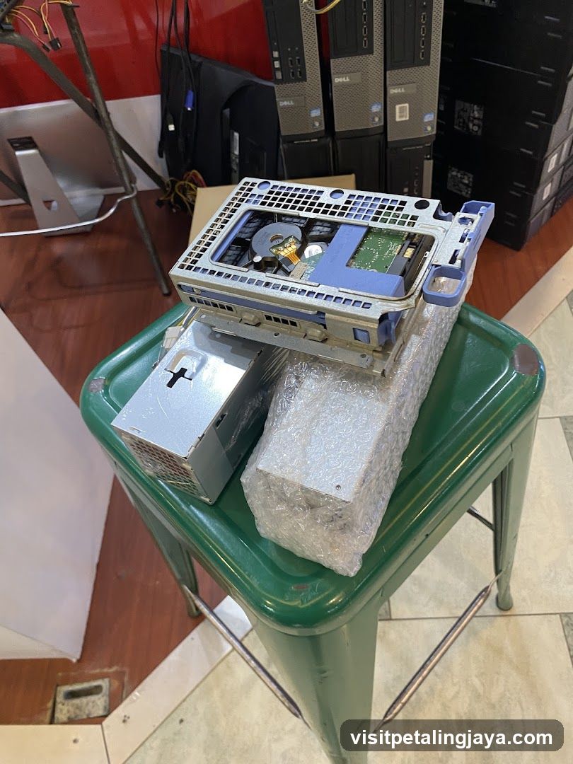 Computer Parts on Stool