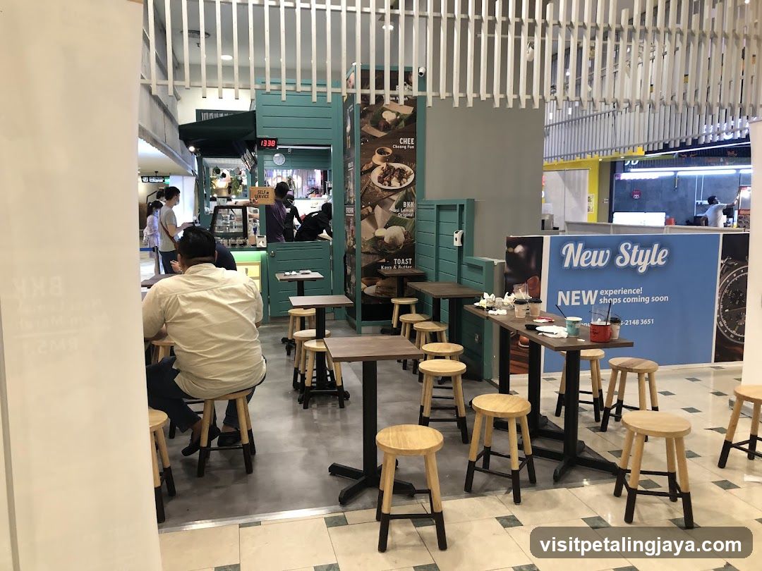 Food Court Interior with Seating Area