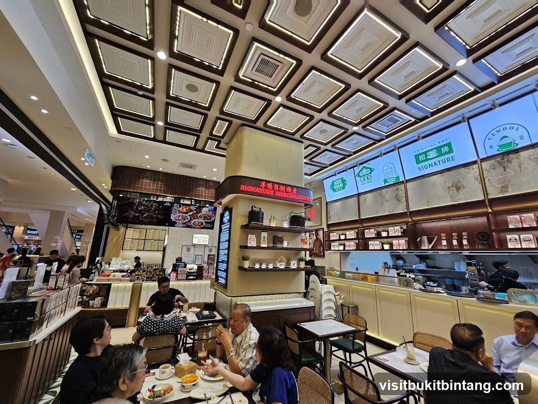 Interior of a cafe with customers dining