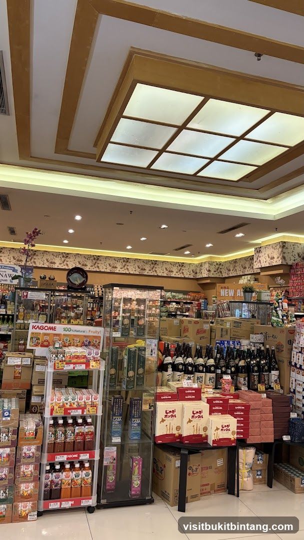 Supermarket aisle with beverages and snacks