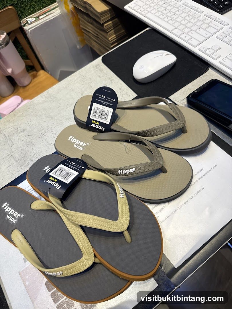 Flip-flops on a desk