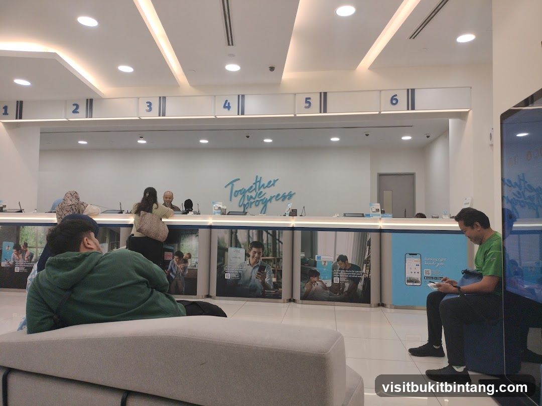 Bank Interior with Customers