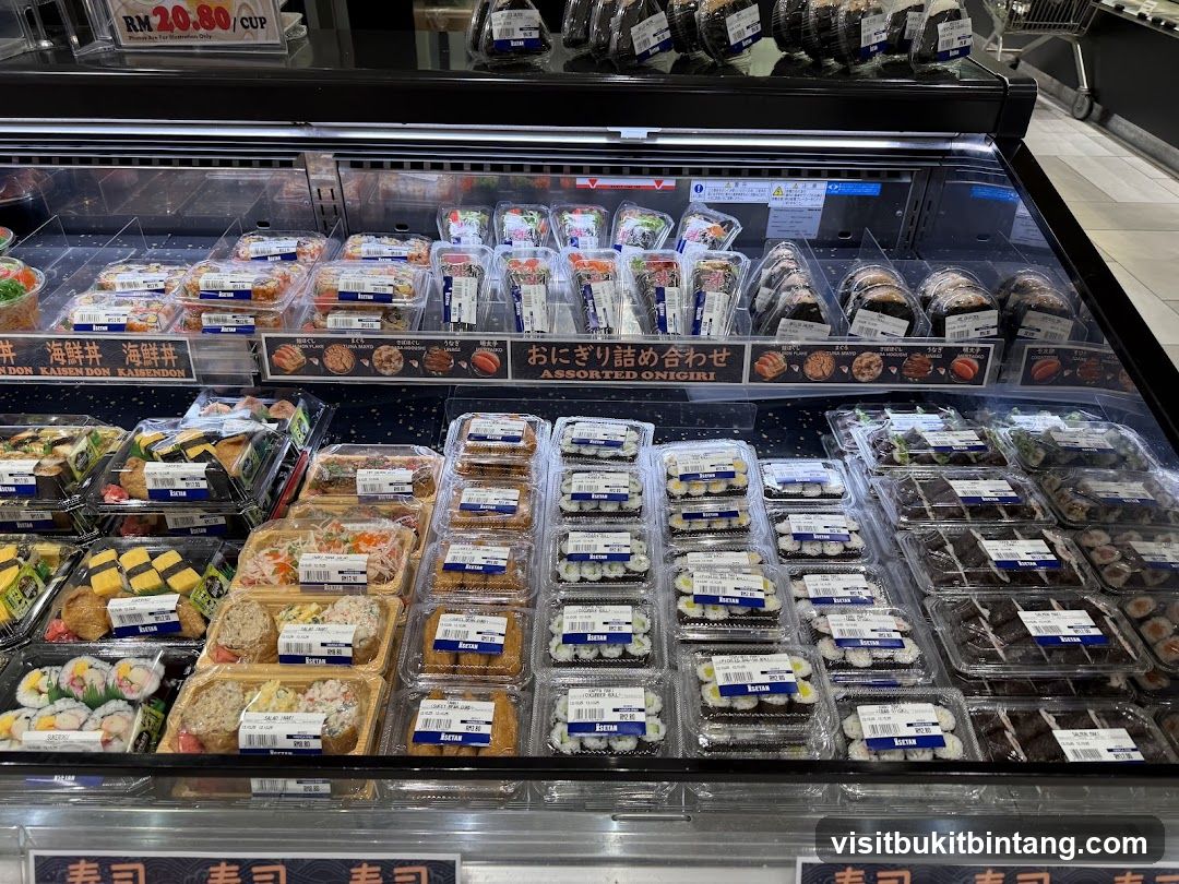 Assorted Sushi and Onigiri Display