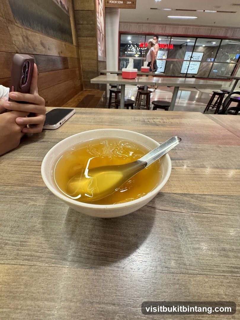 Bowl of soup on a table