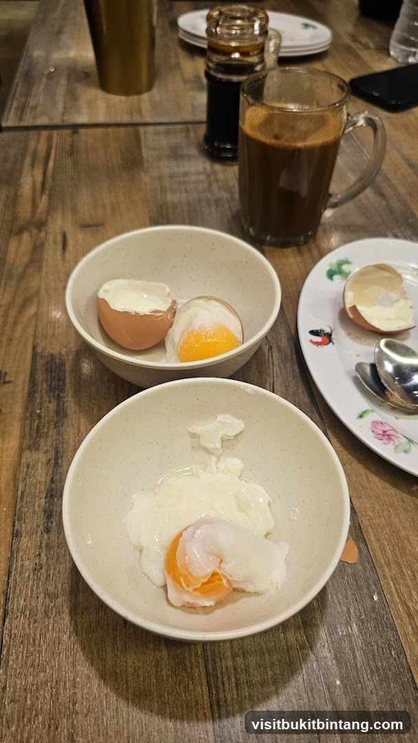 Soft-boiled eggs and coffee