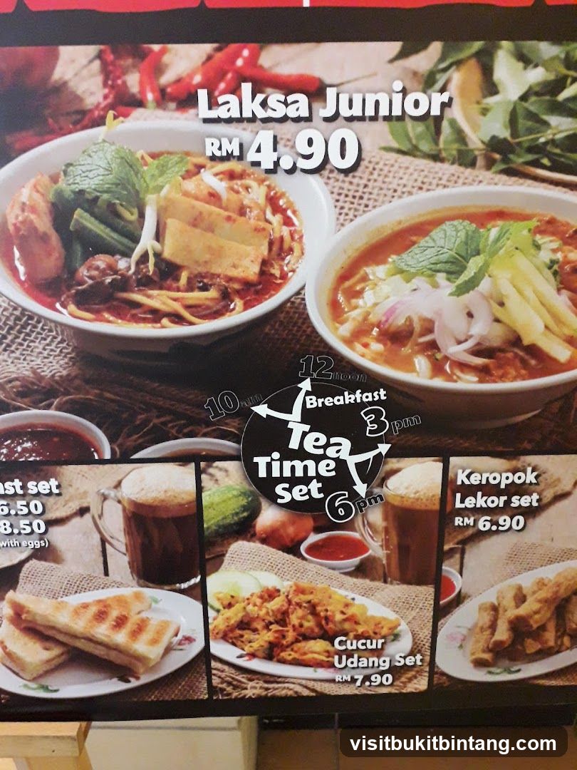 Menu with Food Items
