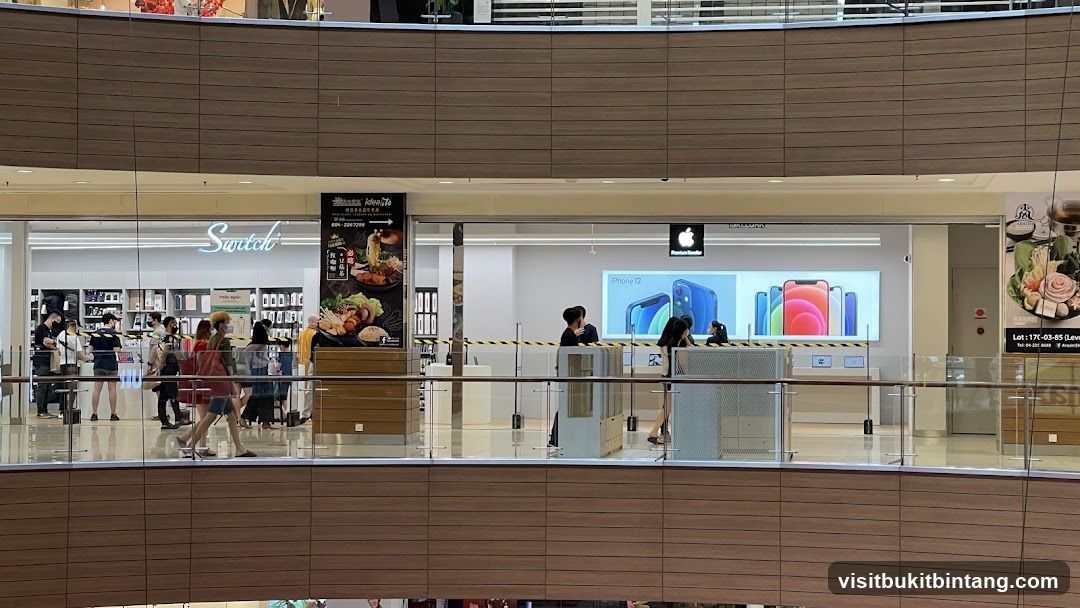 Mall interior with storefronts