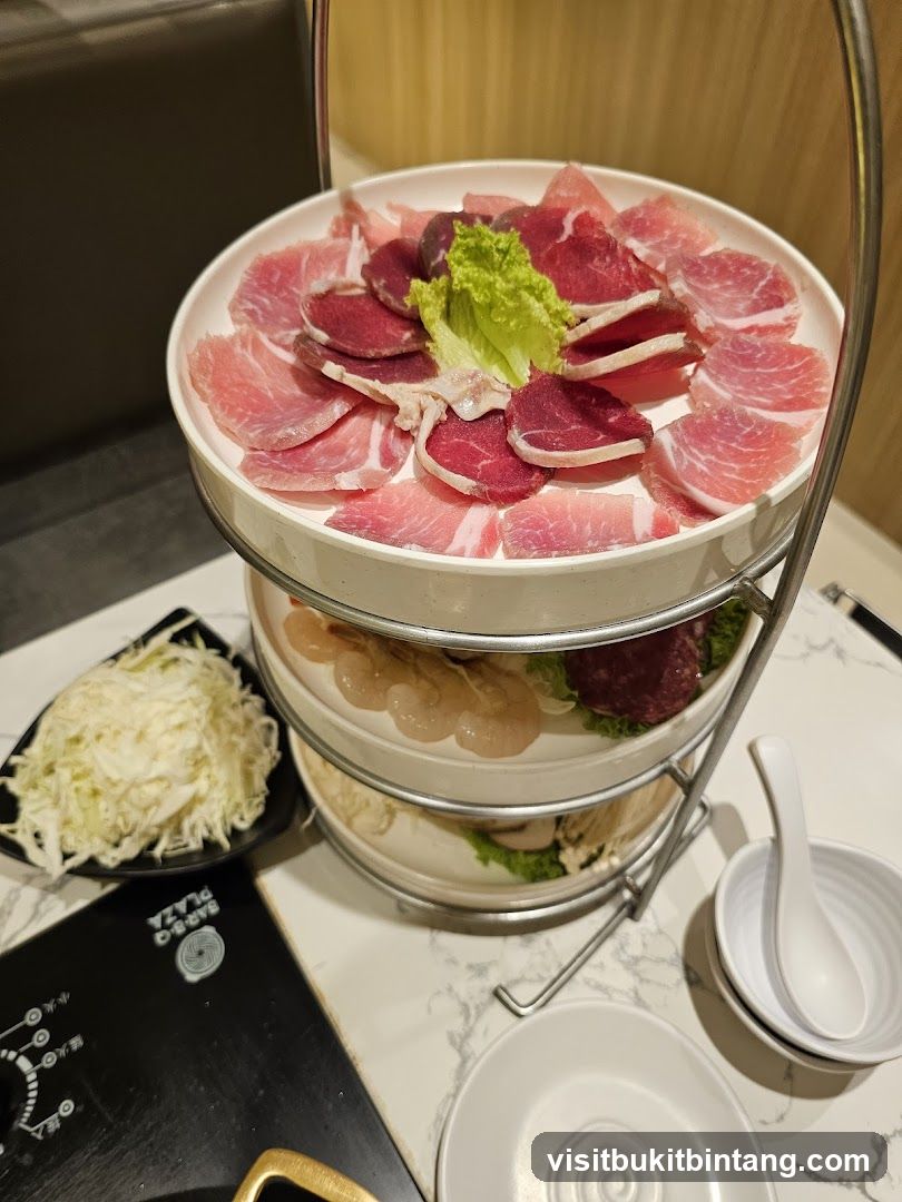 Tiered Platter of Sliced Meats and Seafood