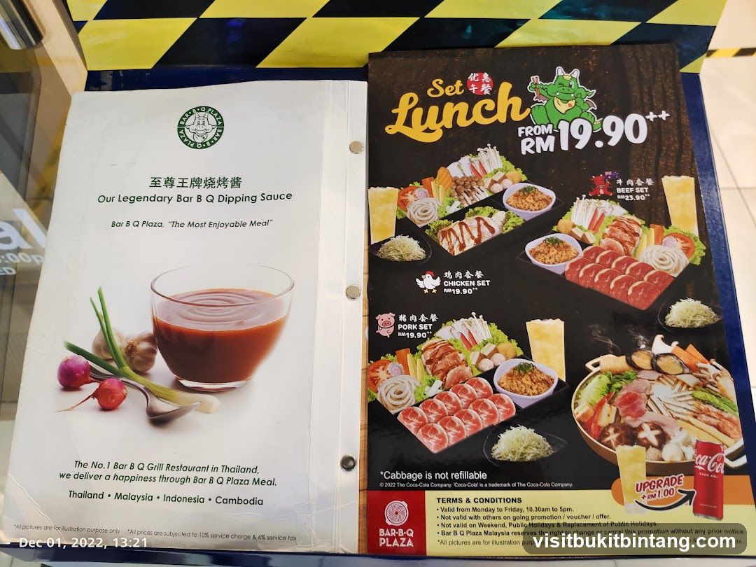 Bar BQ Plaza Set Lunch Menu