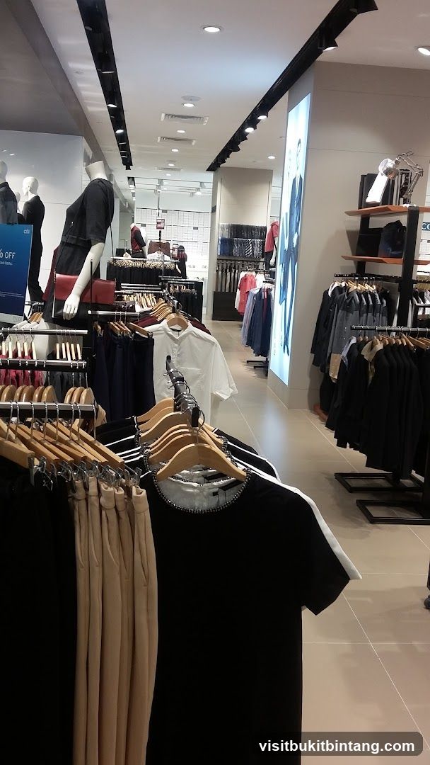 Clothing store interior with mannequins and clothing racks