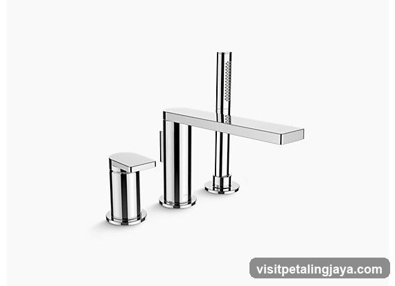 Chromed Bathroom Faucet Set with Handheld Showerhead