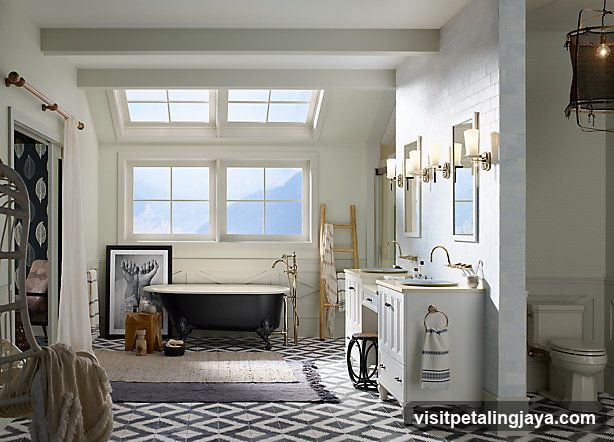 Bathroom Interior with Clawfoot Tub and Vanity