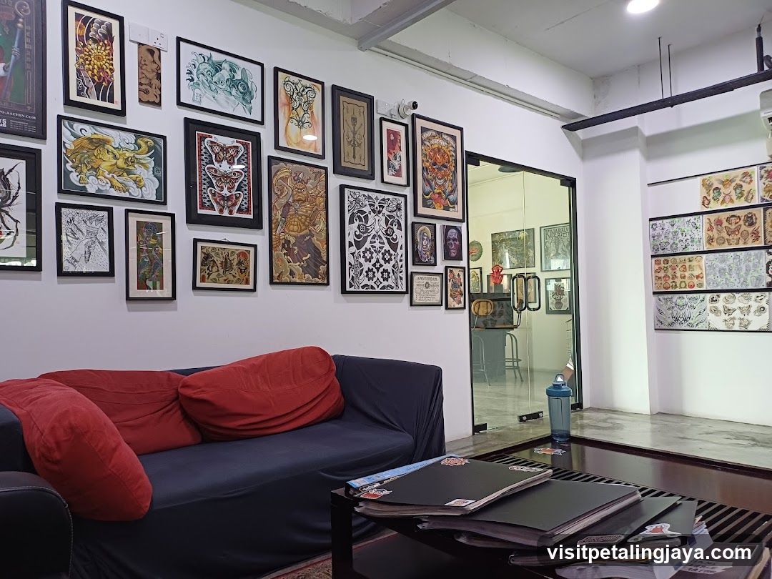 Interior of an art studio or tattoo parlor