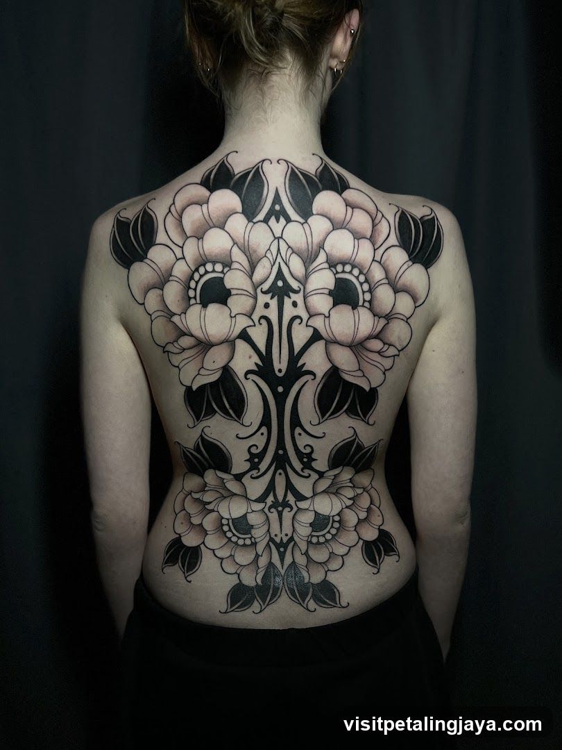 Back Tattoo with Floral Design