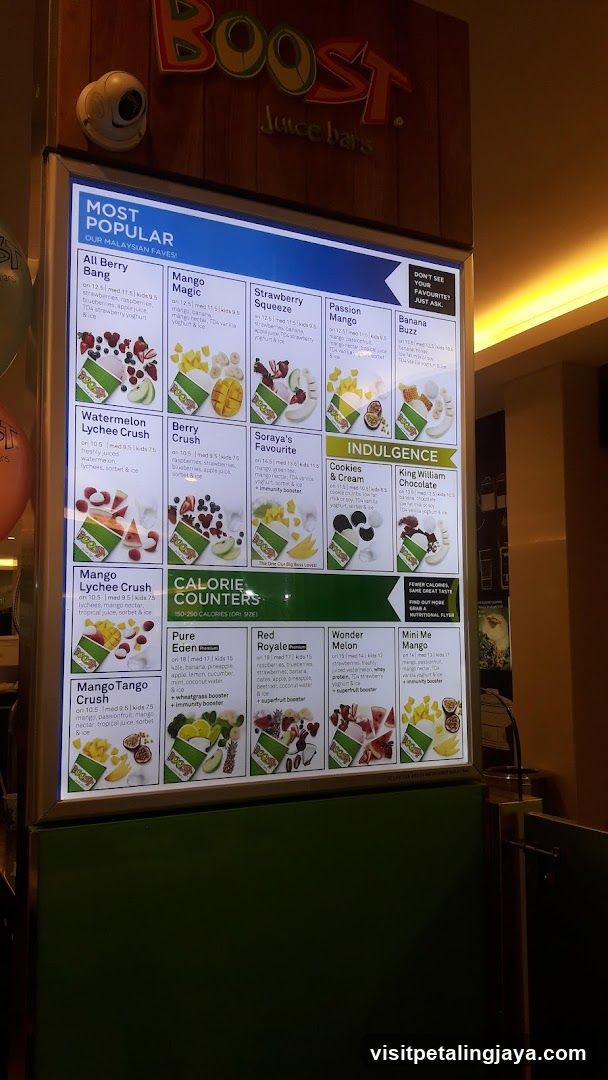 Boost Juice Bars Menu Board