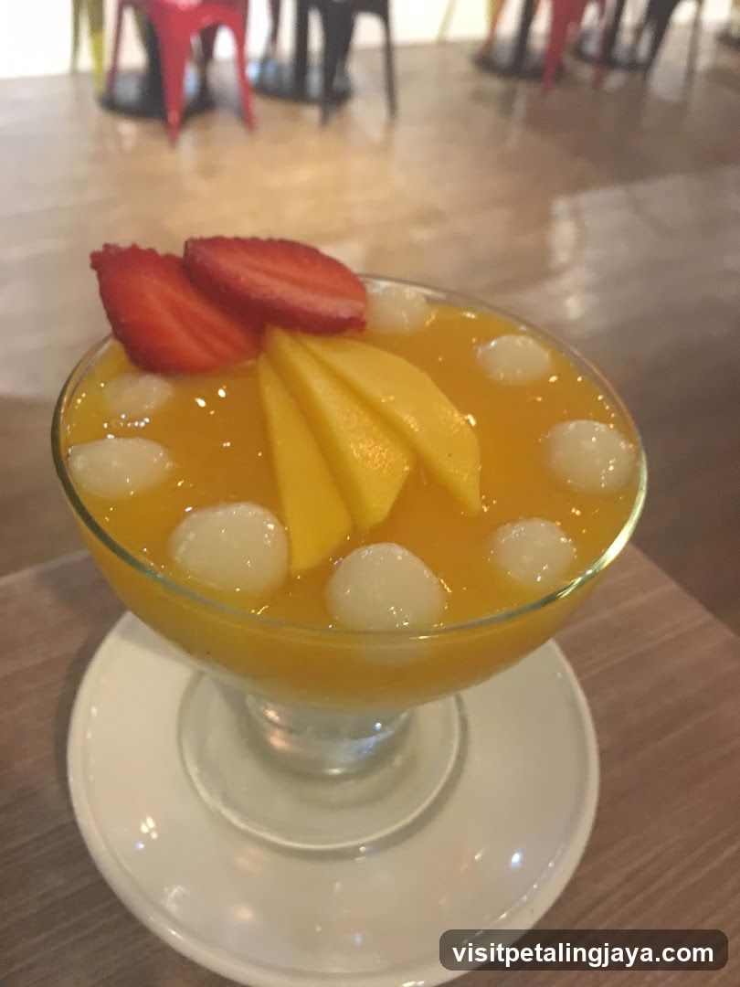 Mango Dessert with Strawberries and Taro Balls