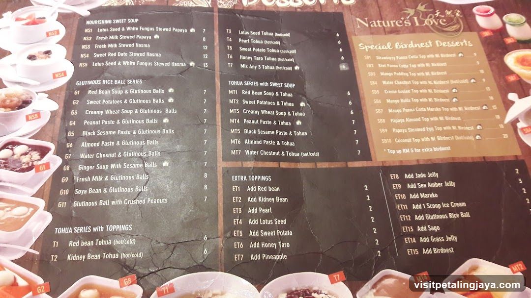 Nature's Love Dessert Menu