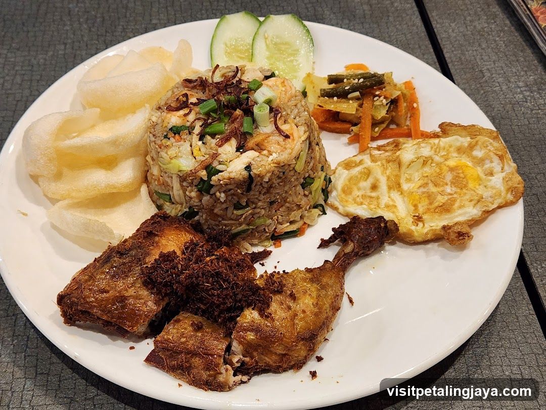 Fried Rice Plate with Fried Chicken and Egg