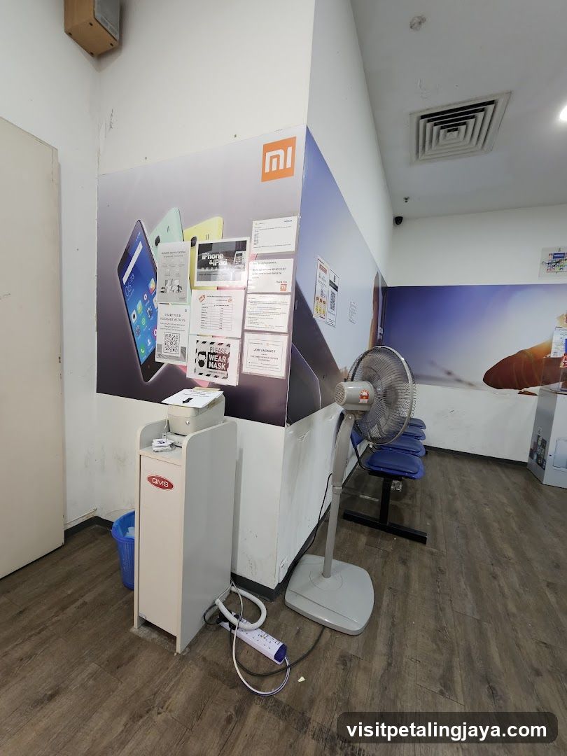 Interior of a tech store or service center